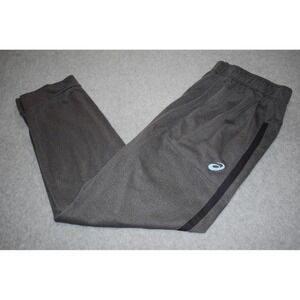 Asics Athletic Pants Mens XL Gray Black Side Stripe Running Joggers Gym Workout